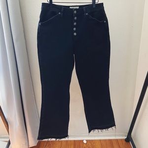 Free People High Waisted Cropped Frayed Jeans